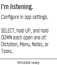 Watch idle screen with hint bar